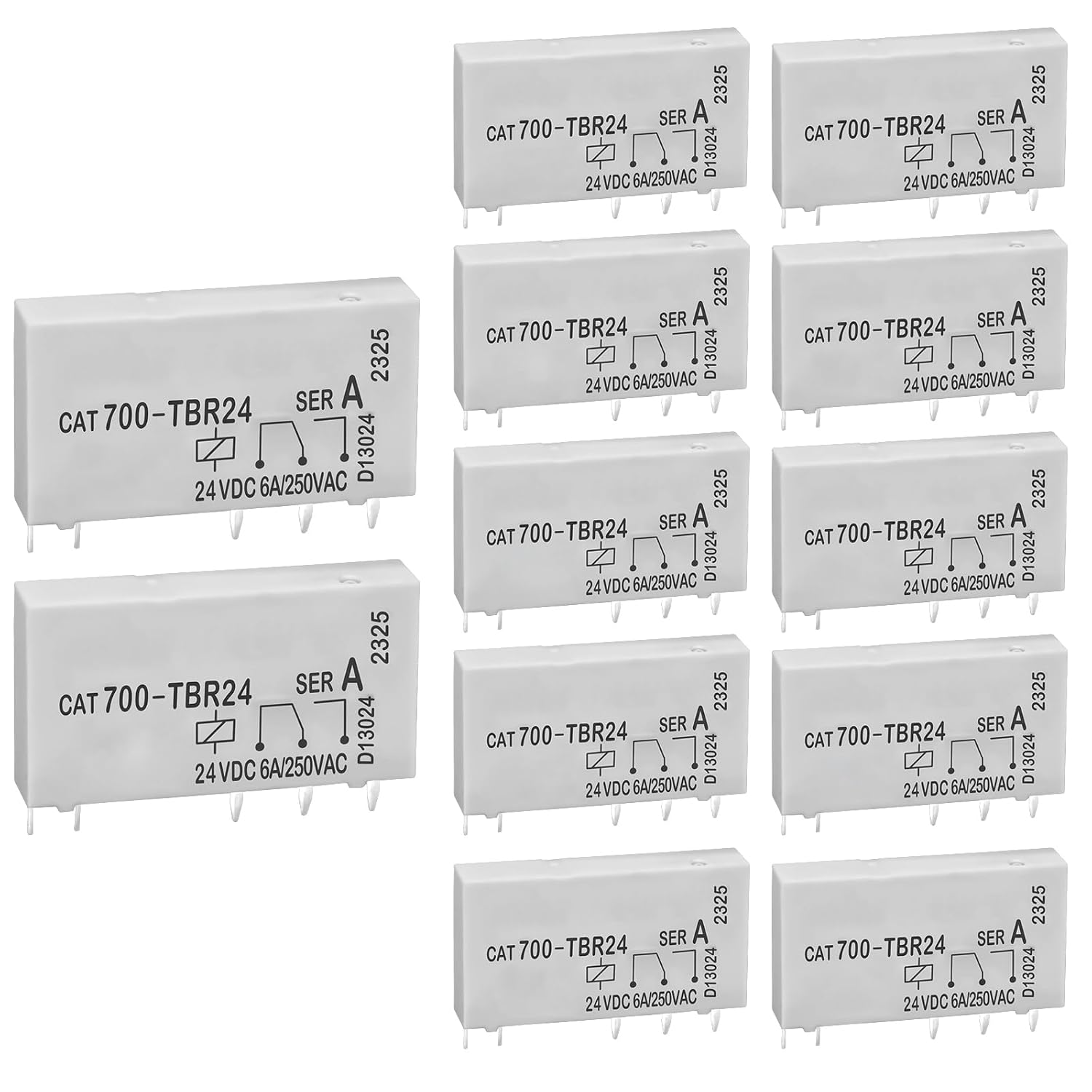 700-TBR24 Relay (Pack of 12) - 6A 250VAC 24VDC 5Pins Power Relay for Allen-Bradley CAT700-TBR24