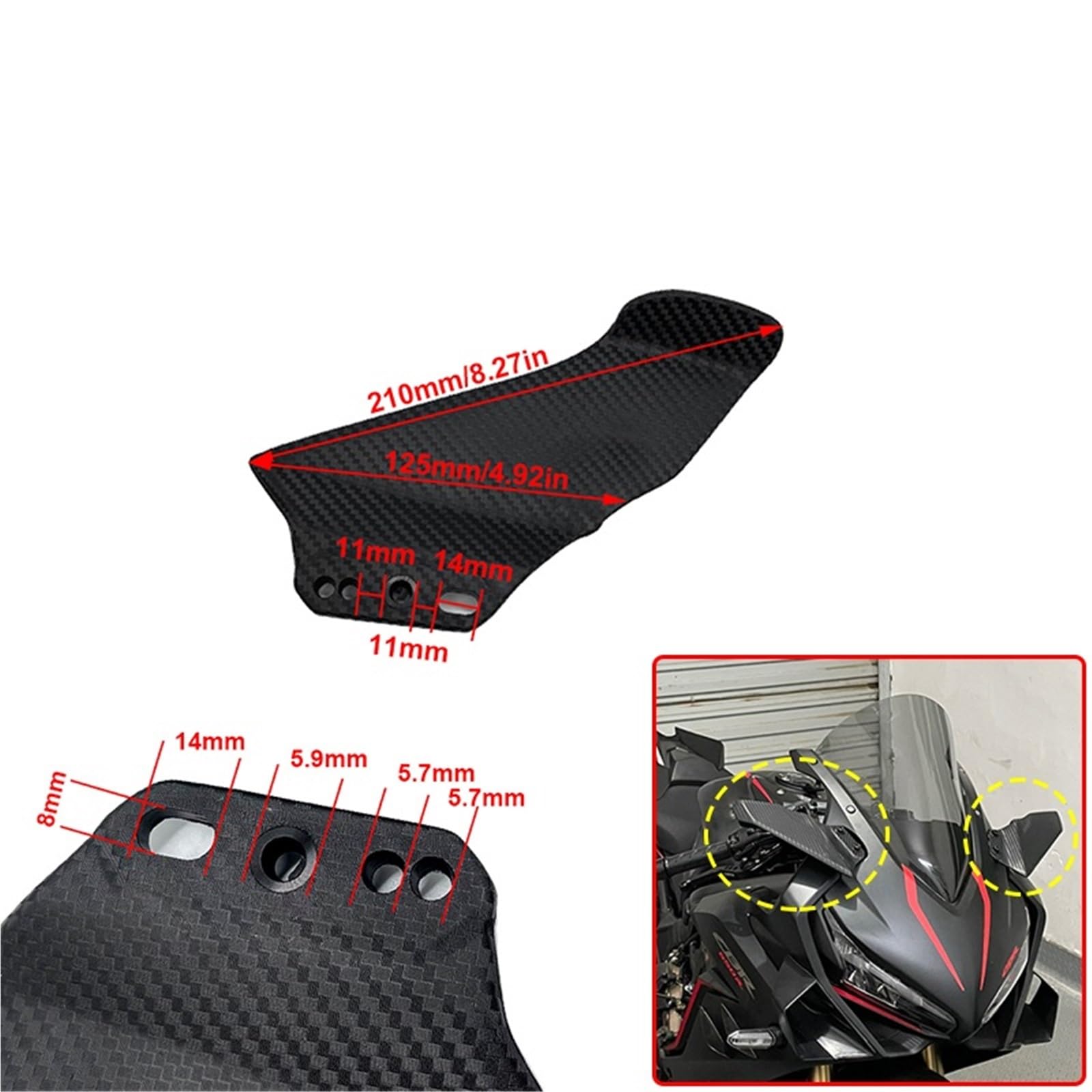 Front Bumper Splitter dachowy Pasuje do DUCATI 1198 1098 999 848 749 Winglet Aerodynamiczny spojler owiewka skrzydło