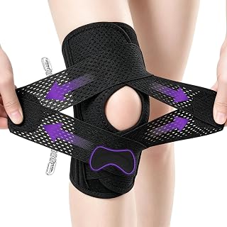 knee bandages adjustable knee orthoses with side stabilizers | Compression Knee Bandage with Airmesh Fabric for Men Women Knee Pain, Meniscus Crack, Arthritis, Joint Pain, L