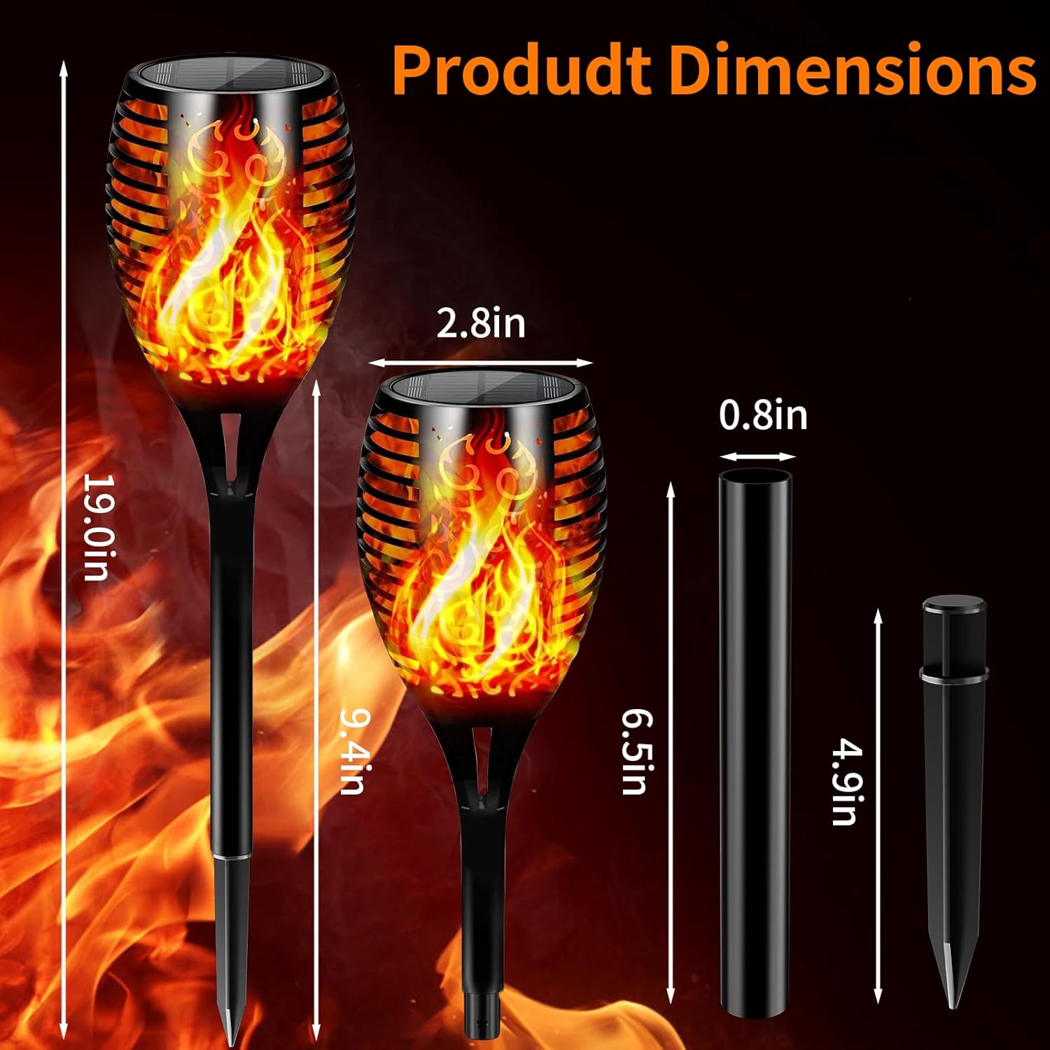 Solar Lights Outdoor Upgraded 6 Pack, 22" Tall & Super Larger Size, Waterproof Tiki Torches for Outside, 2200mAh Solar Solar Torch Light with Flickering Flame for Path Yard Garden
