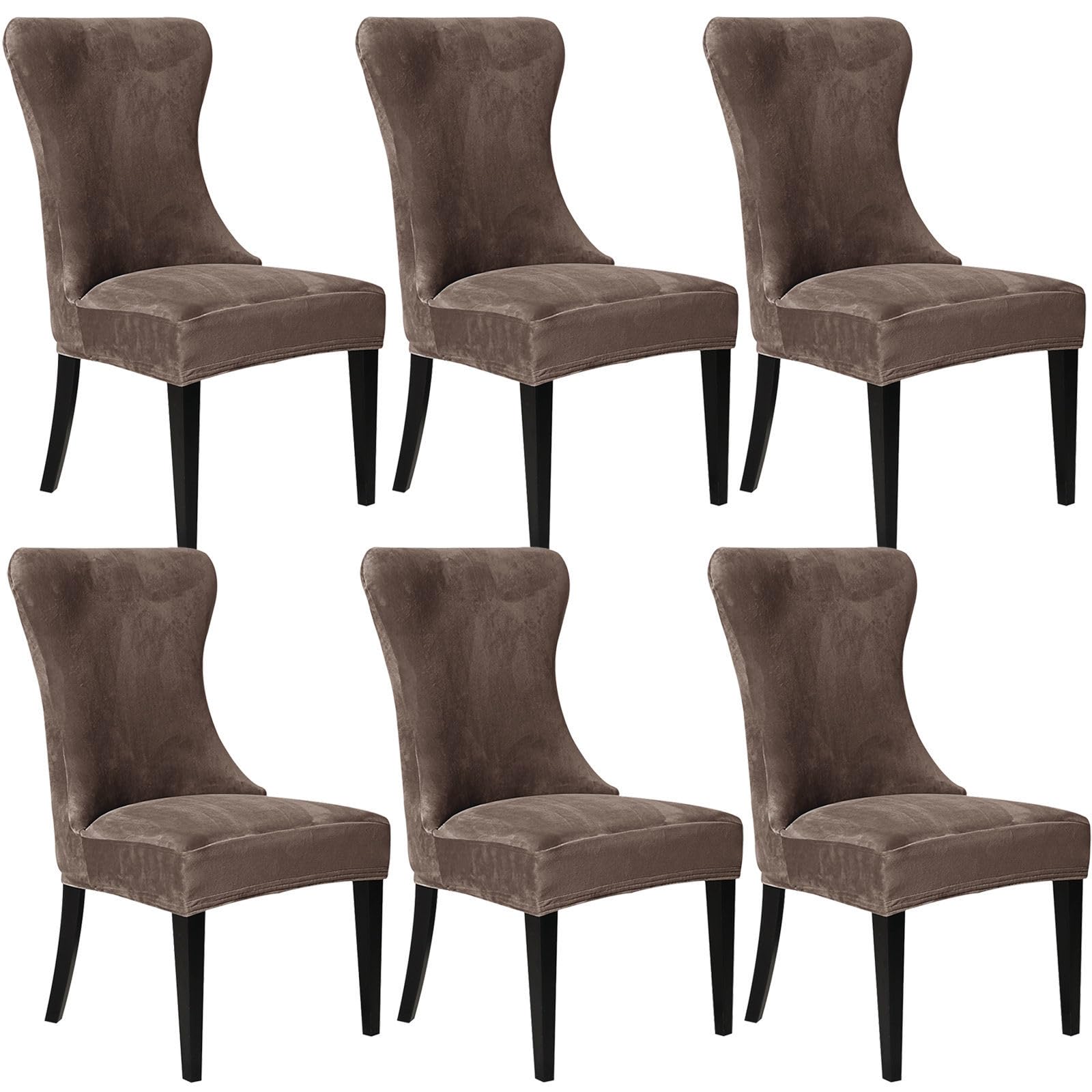 Housse de chaise salle dining lavable lot de 6 housses velours extensibles