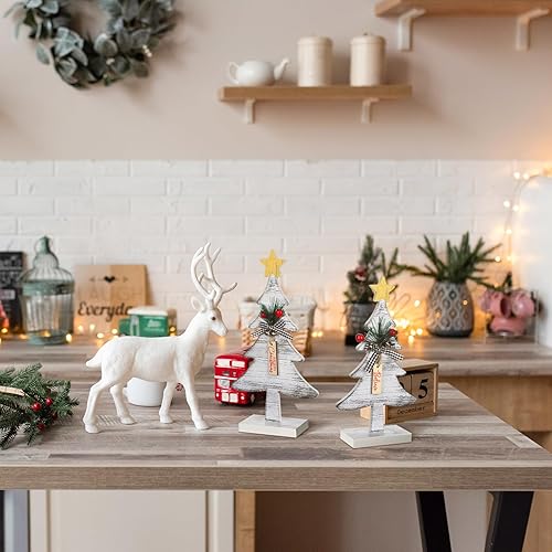 Miniatura 6 de Barydat 3 piezas de árboles de Navidad de madera, decoración de mesa, 3 tamaños, mesa rústica de madera de granja, árbol de Navidad, centros de mesa