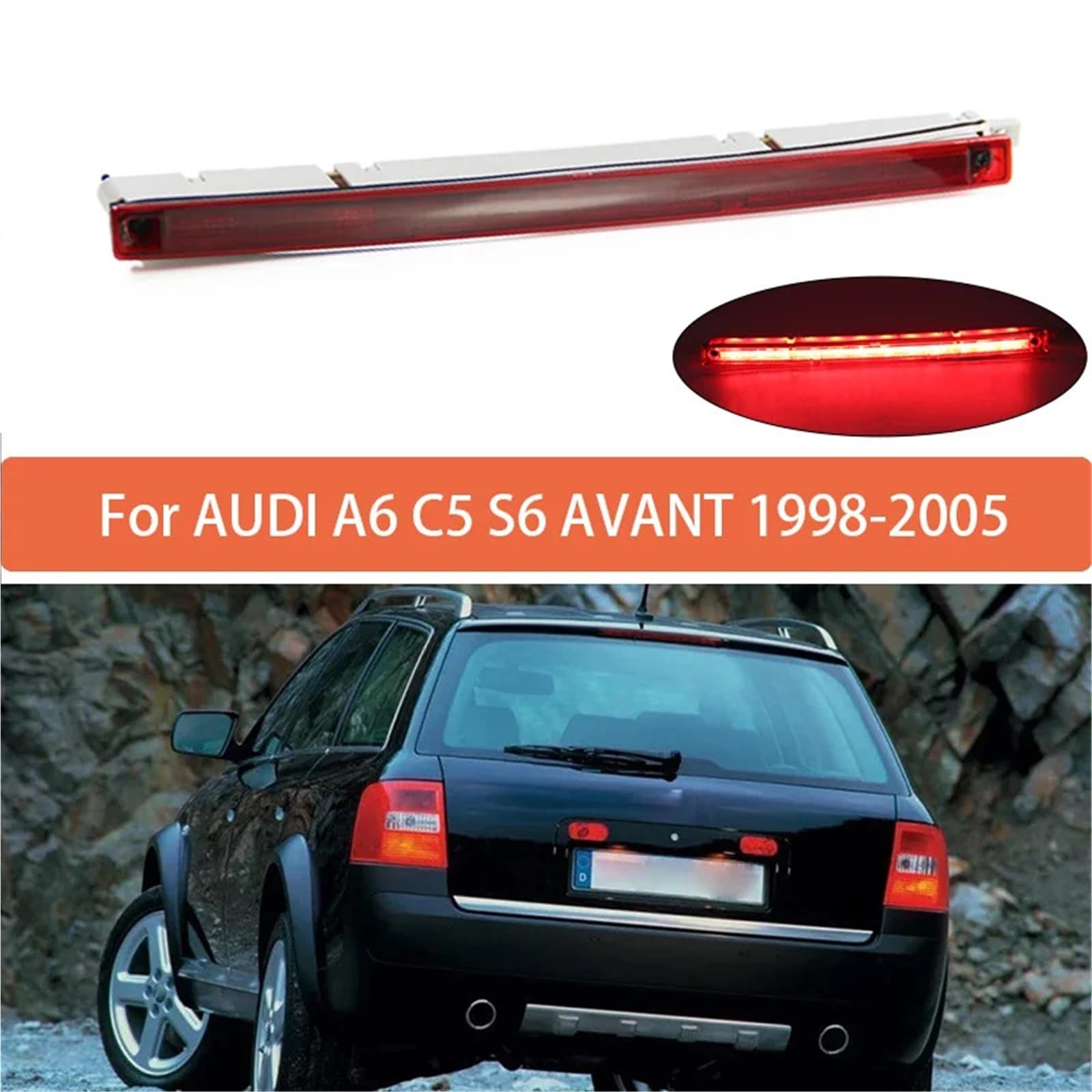 Do A6 C5 S6 AVANT 1998-2005 2004 2003 2002 2001 2000 tylne trzecie światło hamowania 4B9945097A Achterremlichten LED derde remlicht voor auto