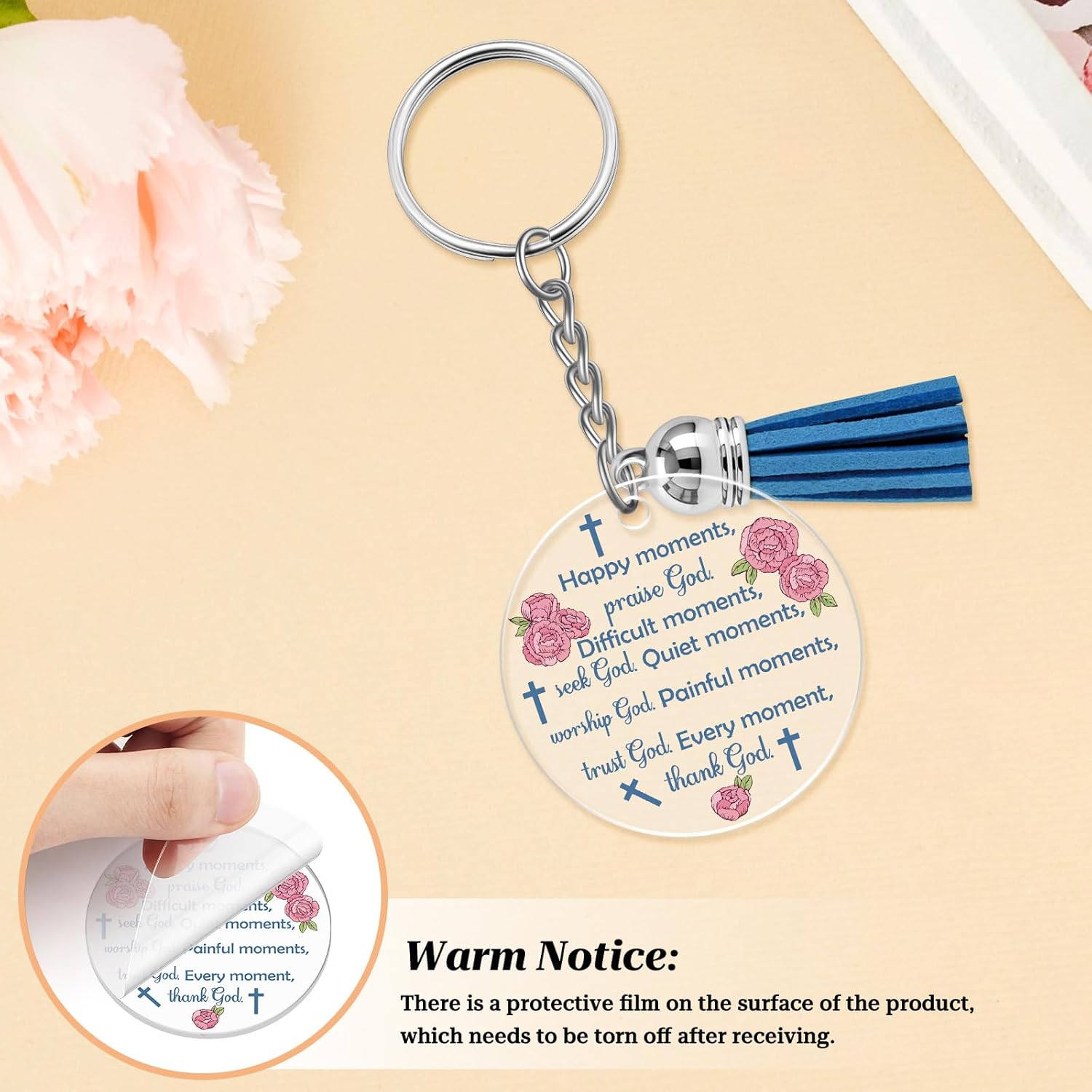 8Pcs Faith Christian Keychain for Women Bible Verse Religious Gifts for Pastor Friend Inspirational Bible Verse Key Chains Bulk for Friend Mothers Day Christmas Birthday Encouragement Keychains Bulk - Image 3