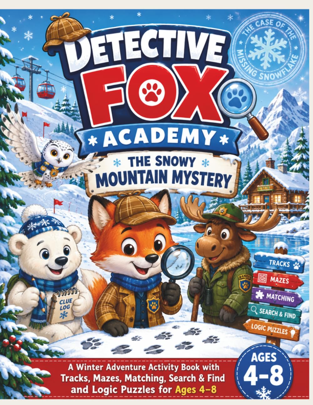 Detective Fox Academy: The Snowy Mountain Mystery: A Winter Adventure Activity Book with Tracks, Mazes, Matching, Search & Find and Logic Puzzles for Ages 4–8