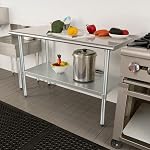 HARDURA Stainless Steel Work Table 24x60 Inch NSF Commercial Heavy-Gauge Cylindrical Legs & Storage Shelf Industrial Prep Table