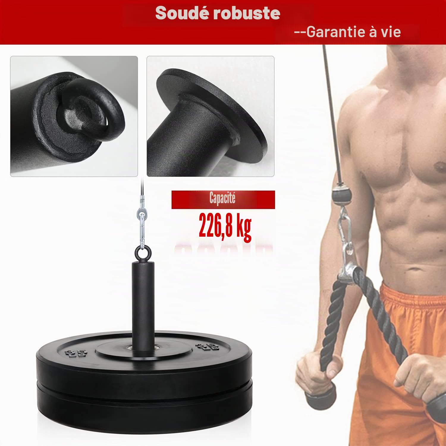 SYL Fitness Système de poulie LAT avec goupille de chargement DIY Gym Cable Crossover Fixation
