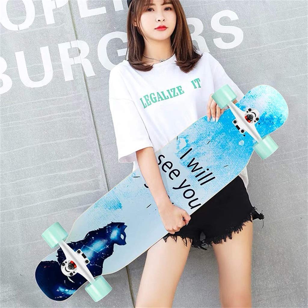 YEENUO Longboards Skateboard Cruiser 8 Plis Maple Complete Longboards Skateboard Dancing, Cruising, Curving, Freeride Slide, Freestyle et Downhill Freestyle Cruiser pour Ados ou Adultes 42x9 pouces