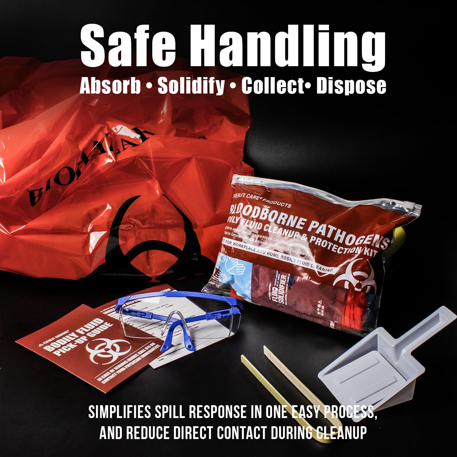 EVERLIT CARE 26 Piece Bodily Fluid Cleanup OSHA Compliant Bloodborne Pathogens Spill Kit Body Protection PPE from Exposure to Blood Vomit and Other potentially infectious Materials 1 Pack — Amazon image 6