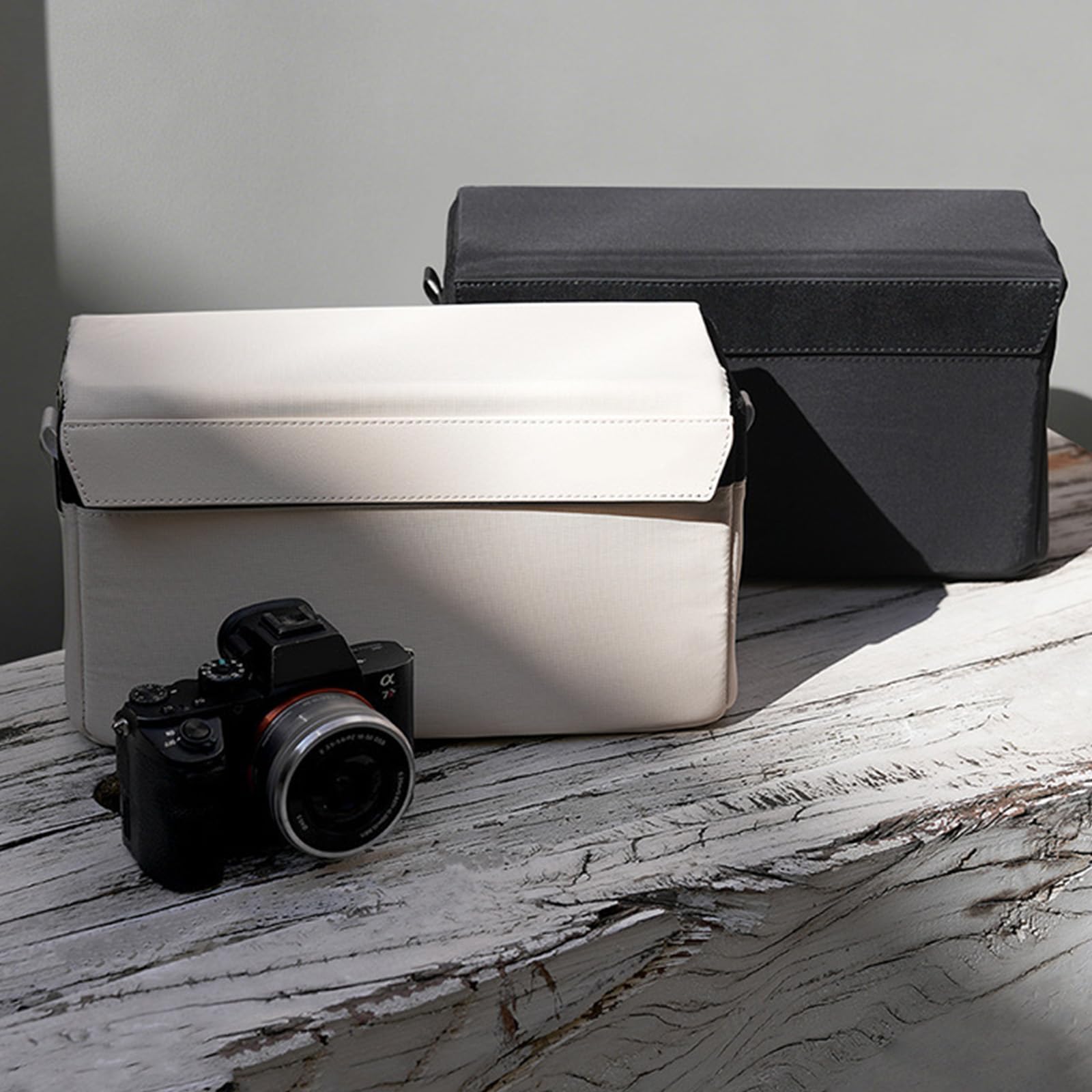 Bolsa organizadora extraíble para cámara réflex digital, tela de nailon impermeable e interior espacioso para equipo de fotografía, bolsa de accesorios DSLR, Black, L, Funda protectora para