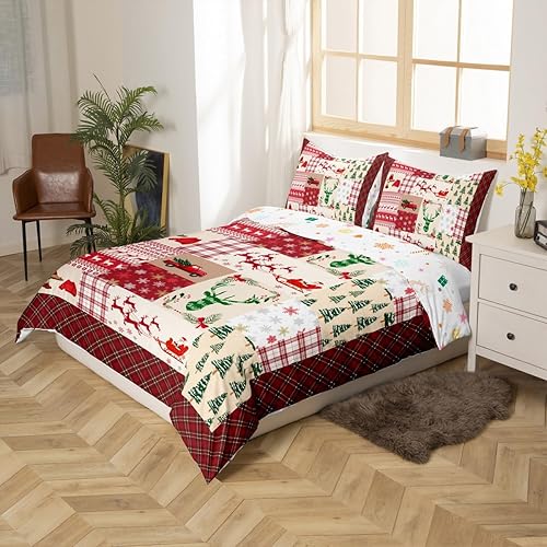 Miniatura 2 de Funda de edredón de Navidad, copos de nieve, ciervos, cuernos de Papá Noel, juego de ropa de cama King para niños, adolescentes y adultos, funda de