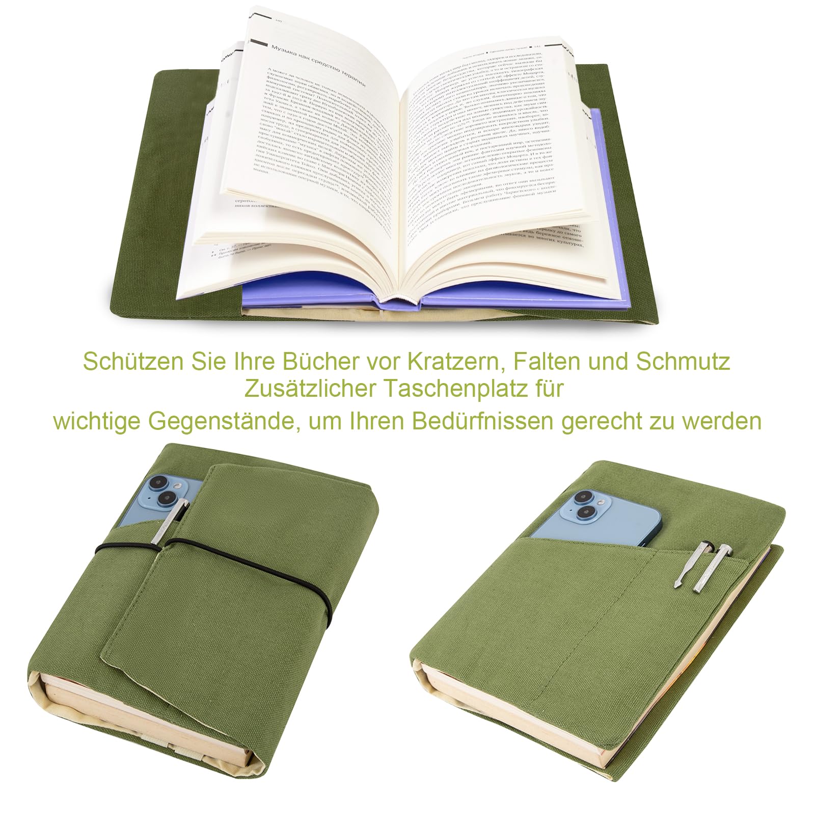 Płótno Book Case Regulowana twarda okładka książki z kieszeniami na długopisy Miękkie okładki na książki Zmywalne okładki ochronne na książki Kieszonkowe powieści Kieszonkowe Prezenty dla