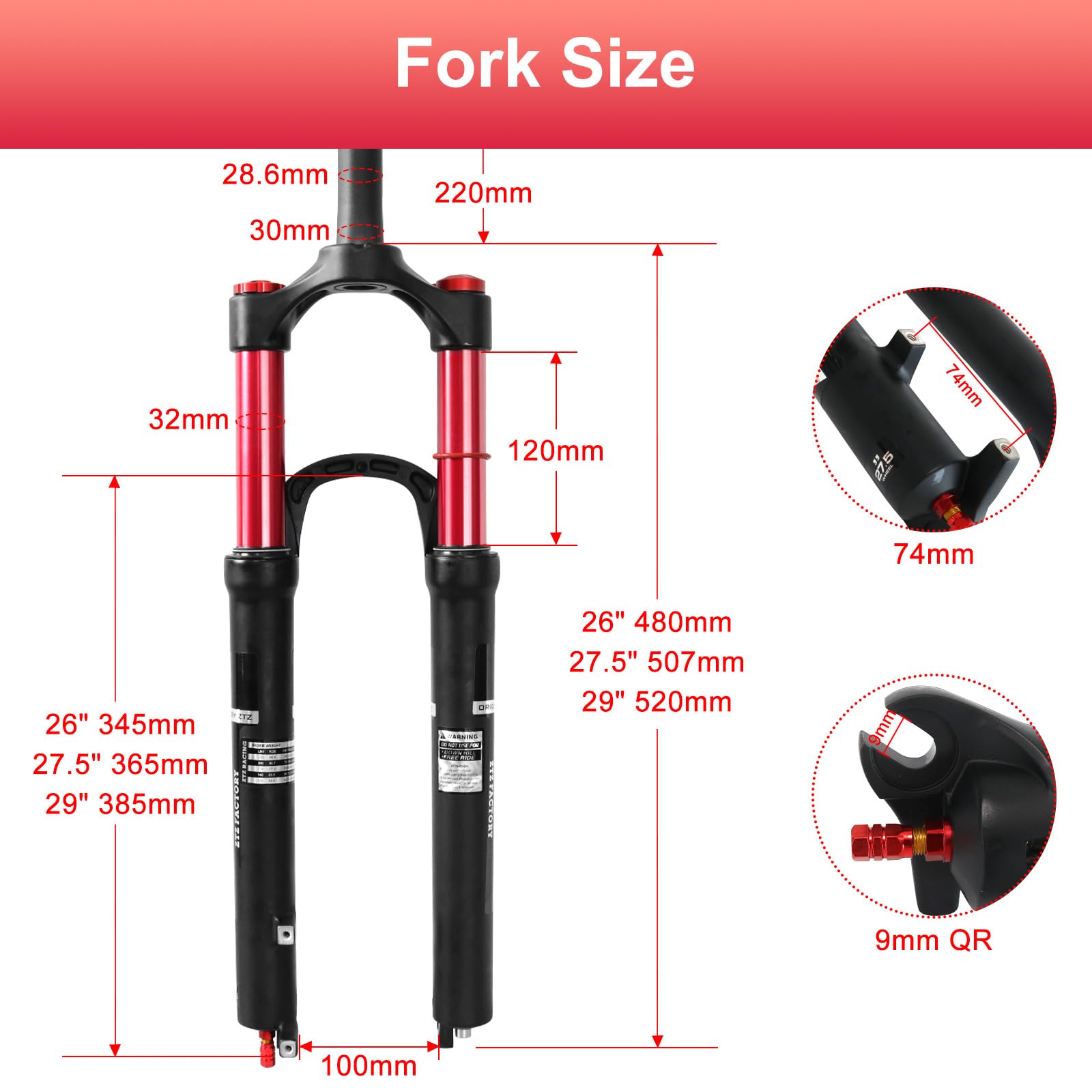 Bike Fork ZTTO Mountain Bike Front Fork Bicycle Shock Absorption