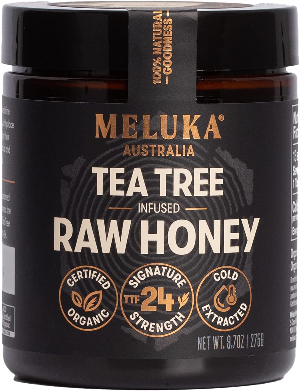 Meluka Australia Premium Raw Honey Infused with Tea Tree, TTF24, Unpasteurized and Unfiltered Natural Honey