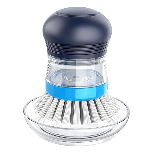 MR.SIGA Soap Dispensing Palm Brush Storage Set, Kitchen Brush with