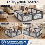 Palopalo 70x59in Extra Large Baby Playpen Ideal for First-time Mom | Big Playard for Multiple Babies and Toddlers, Non-Foldable and Baby Activity Center, Infants Play Pen with Breathable Mesh