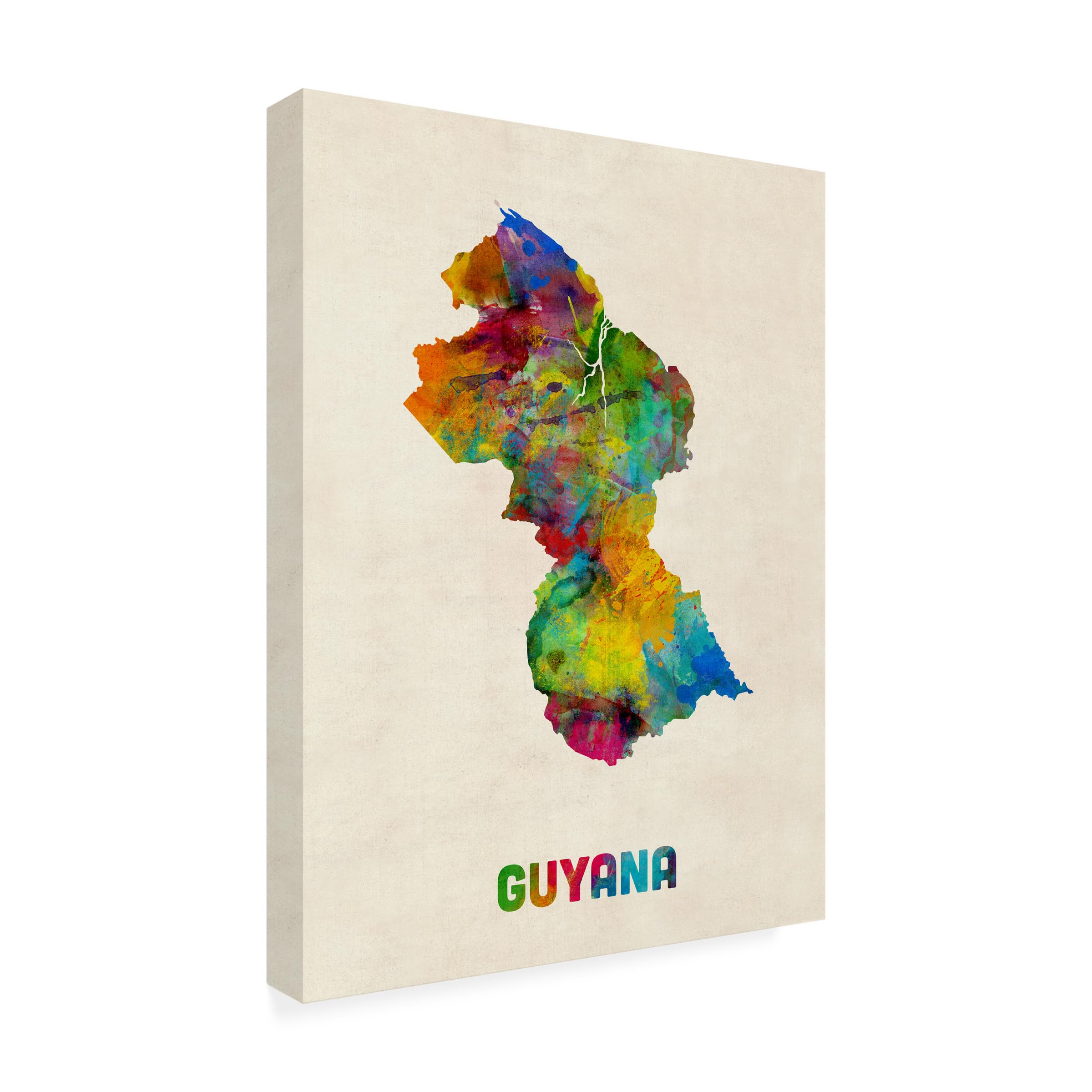 Trademark Fine Art Guyana Watercolor Map by Michael Tompsett 35X47-Inch