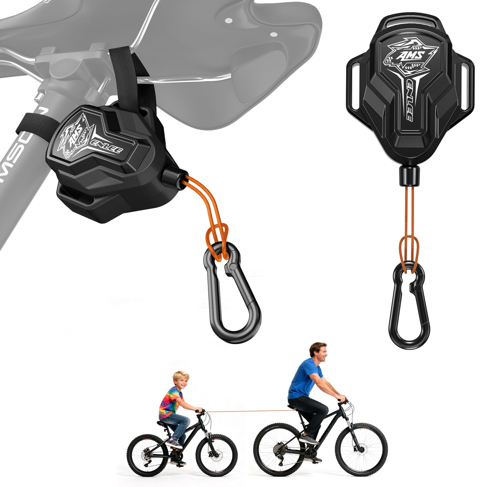 Corde de Remorquage Velo Enfant 2,5 m Nylon Traction Rétractable 100kg pour VTT Route