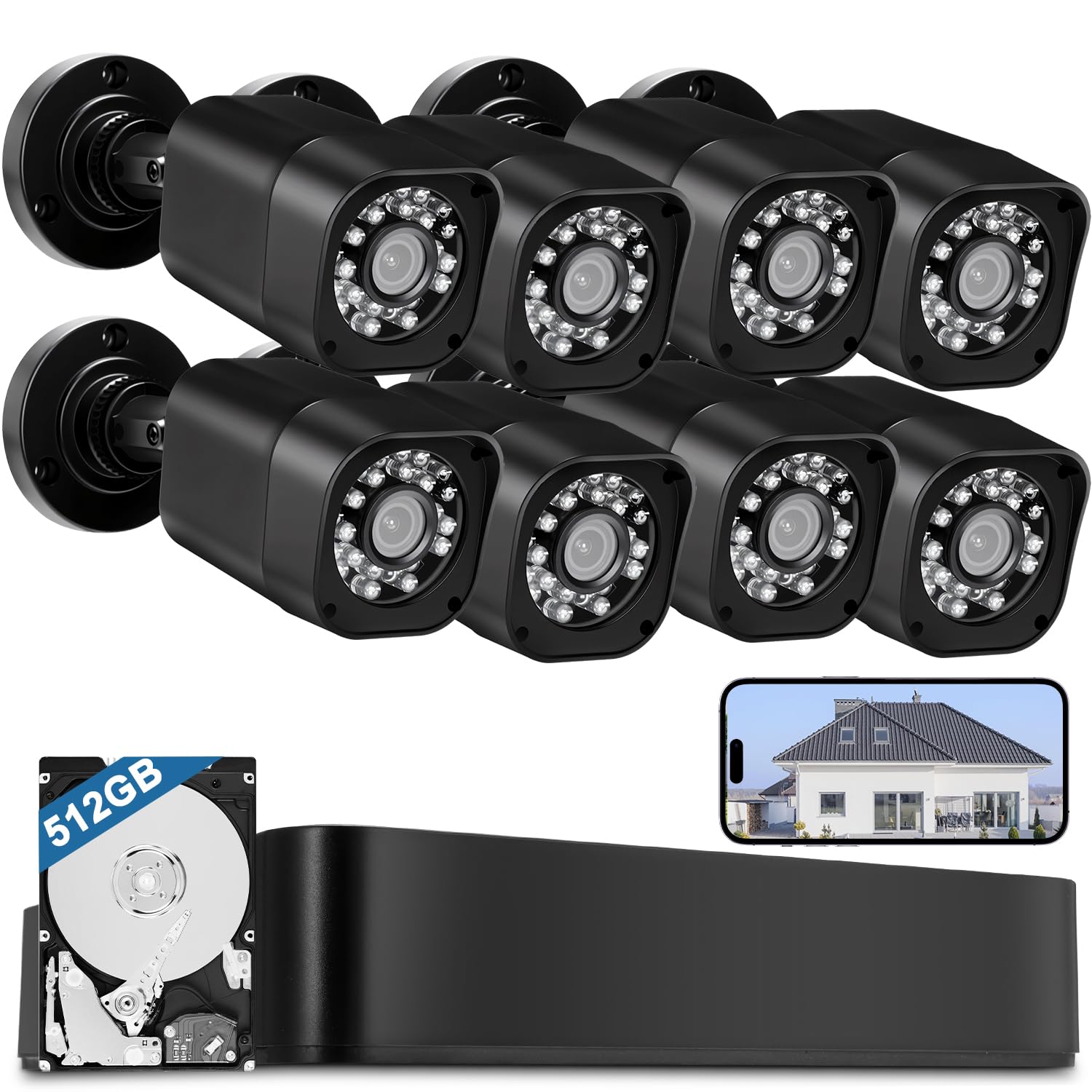 Amazon.com: 8CH 1080P Wired Security Camera System, AIWIXEN 8 x