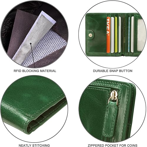 Miniatura 4 de Itslife - Cartera de cuero para mujer con bloqueo RFID, compacta, plegable, con ventana para identificación, Pequeña, Classic