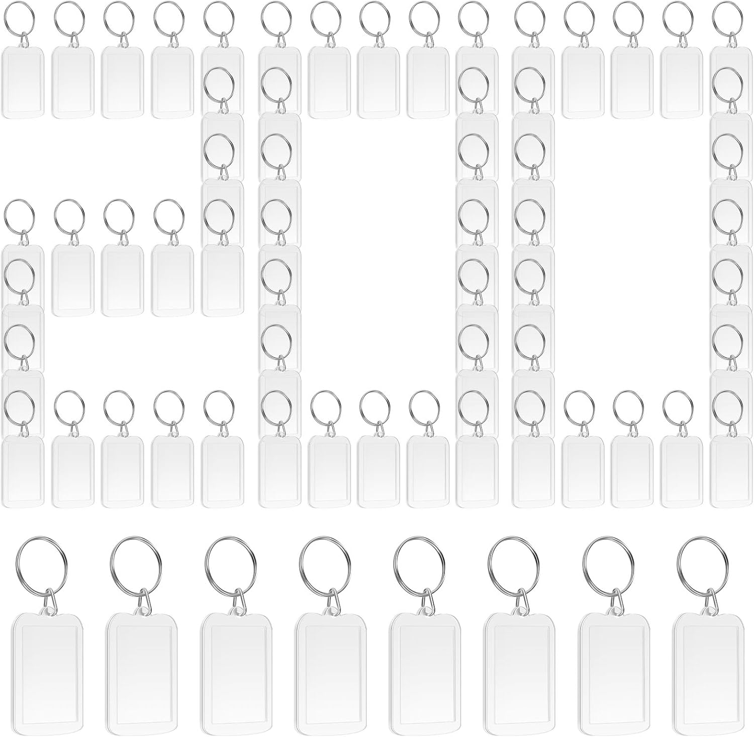 200Pcs Photo Picture Keychain, Portable Photo Insert Keyrings, Easy to Use Keychain, Picture Holder, Clear Acrylic Keyrings Compact Keychain Picture Frame for DIY Personalize Favor