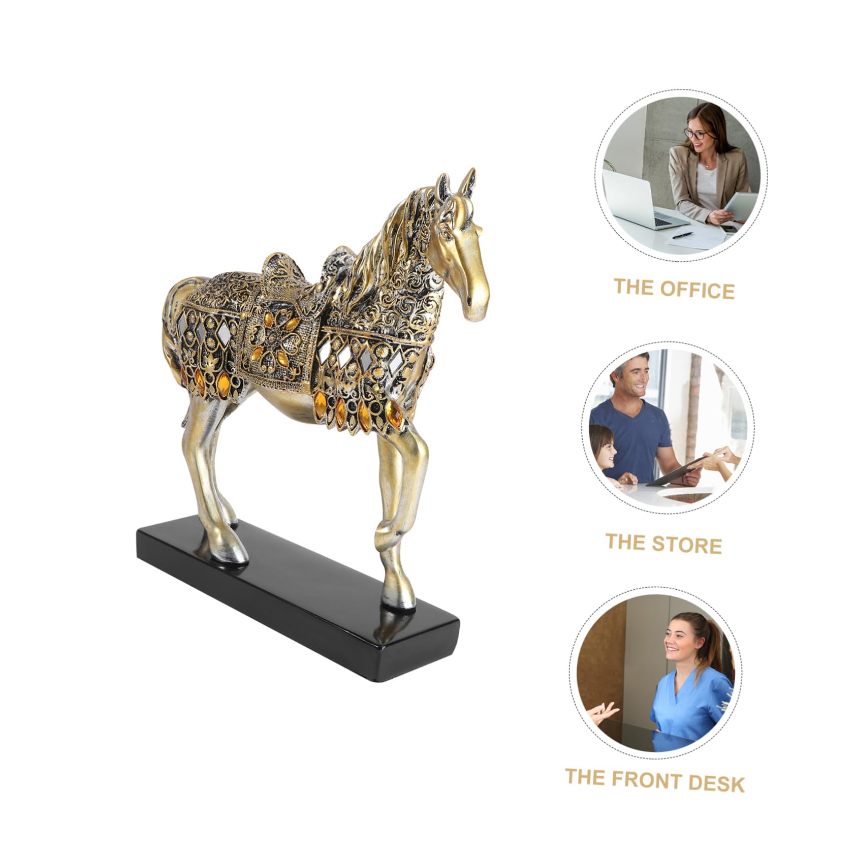 Statua di Cavallo in Resina, Decorazione da Tavolo Antica | Statuetta Animale Raffinata, per Natale e Thanksgiving, Finitura Elegante da Collezione