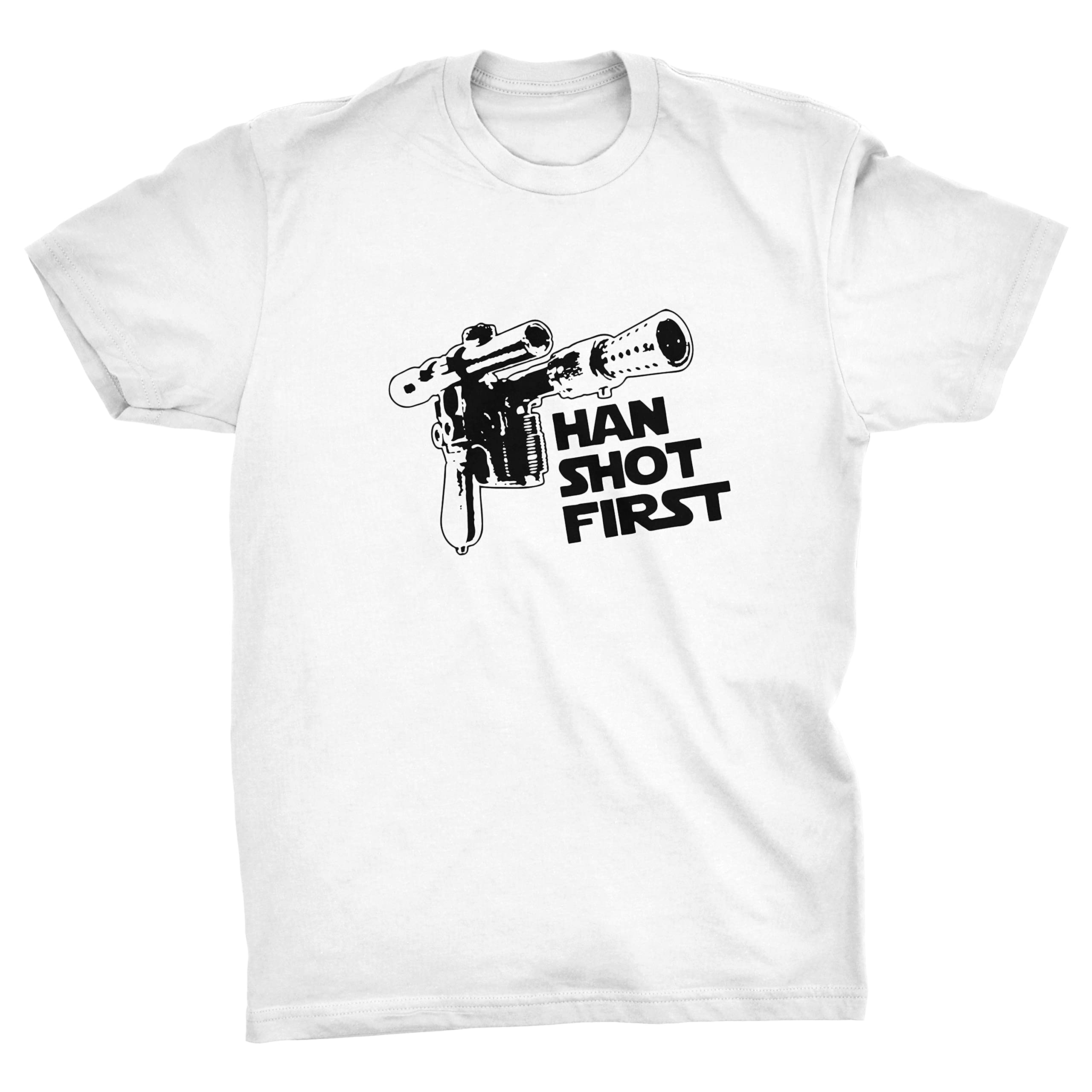 Viper By Gld Products Men's White Viper Han Shot First Scifi Solo Meme T-Shirt (, S)