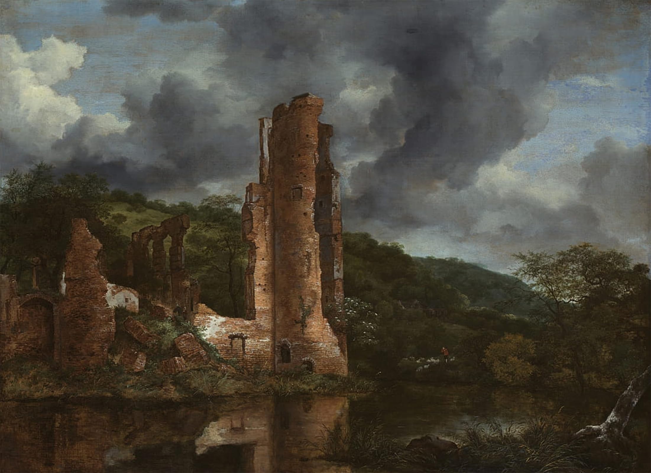 ARTXLXXBN Famous Art Print Poster Vintage Wall Art Landscape with the Ruins of the Castle of Egmond by Jacob Van Ruisdael Canvas Art Poster for Home Decor 60x90cm