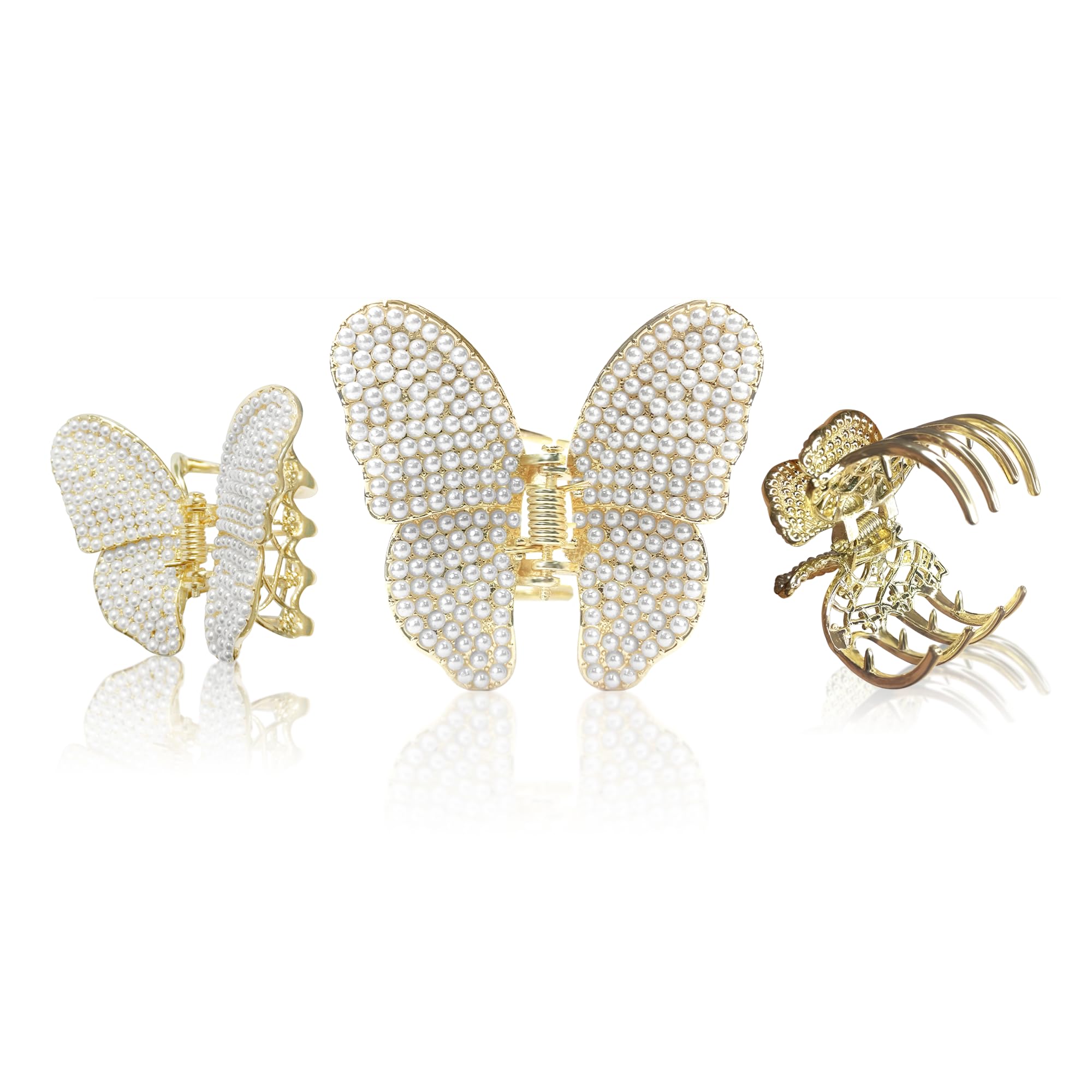 Sanas 1Pc Stylish Butterfly Bow Hair Clip Pearl Claw Metal Clutcher Wedding Fancy Accessories for Girls and Women (Metallic Gold) 1Pc (B0CBXM4GGD) Amazon Price History, Amazon Price Tracker