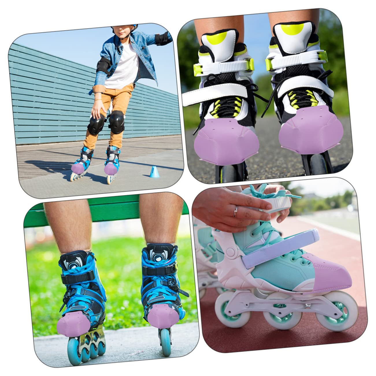 VANZACK Botas De Skate Punteras para Patines Resistentes Desgaste Accesorios De Patinaje sobre Ruedas Punteras Enrollables Punteras De Skate Patines Aire Cuero Púrpura