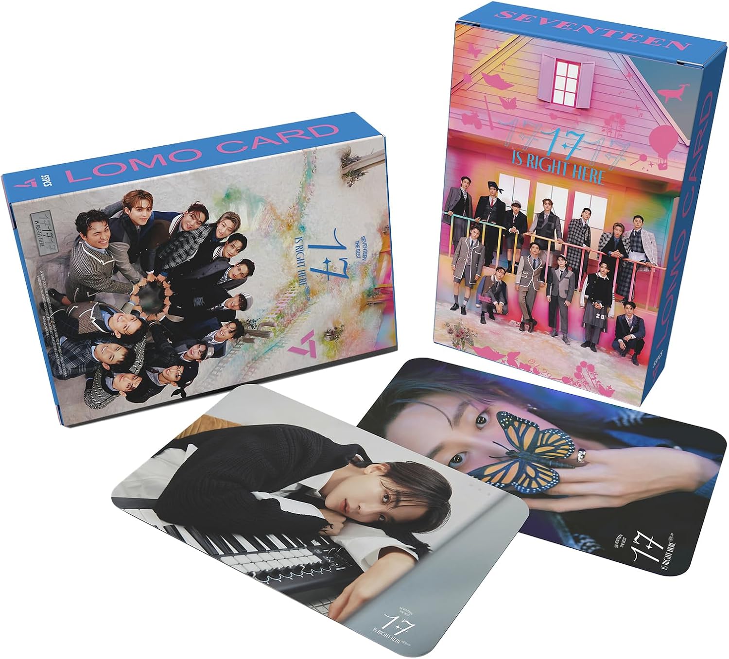 KPOPBP Seventeen Photocards 2024 New Album 17 IS RIGHT HERE Photo Cards 55 PCS Kpop Merchandise Gift for Carat Fans, Blue