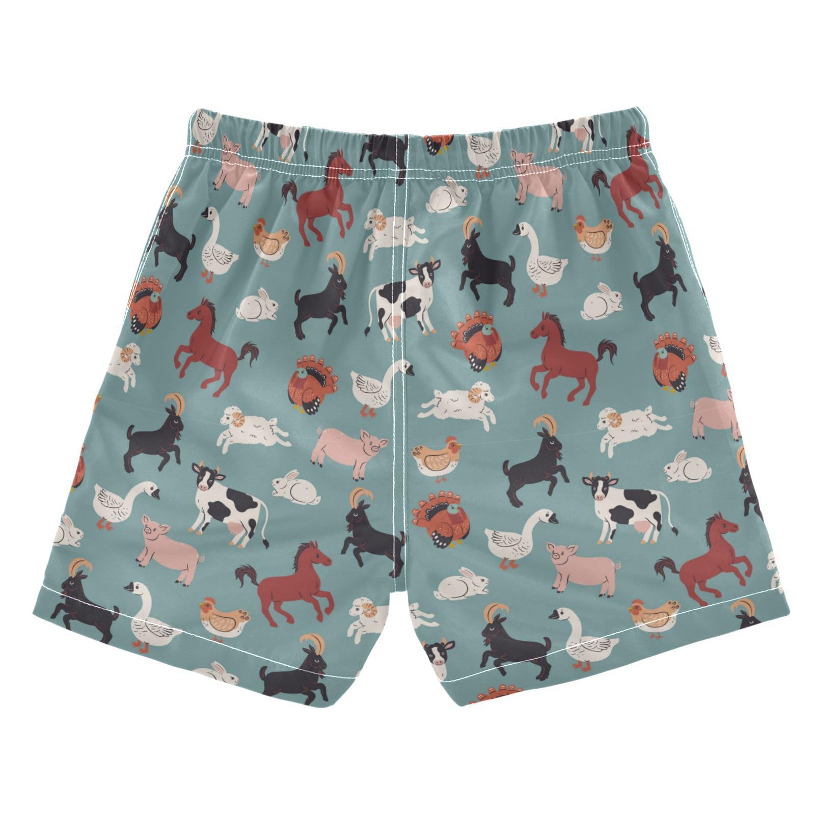 Farm Animals Boys Swim Trunks Summer Drawstring Toddler Cute Swim Board Shorts Boys Bathing Suit Beach Vacation 4T Multi