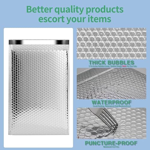 Miniatura 8 de QIQIDAI Paquete de 10 sobres térmicos de burbujas de 8 x 11 pulgadas, paquete de 10 sobres aislados para envío en frío, sobres de correo de