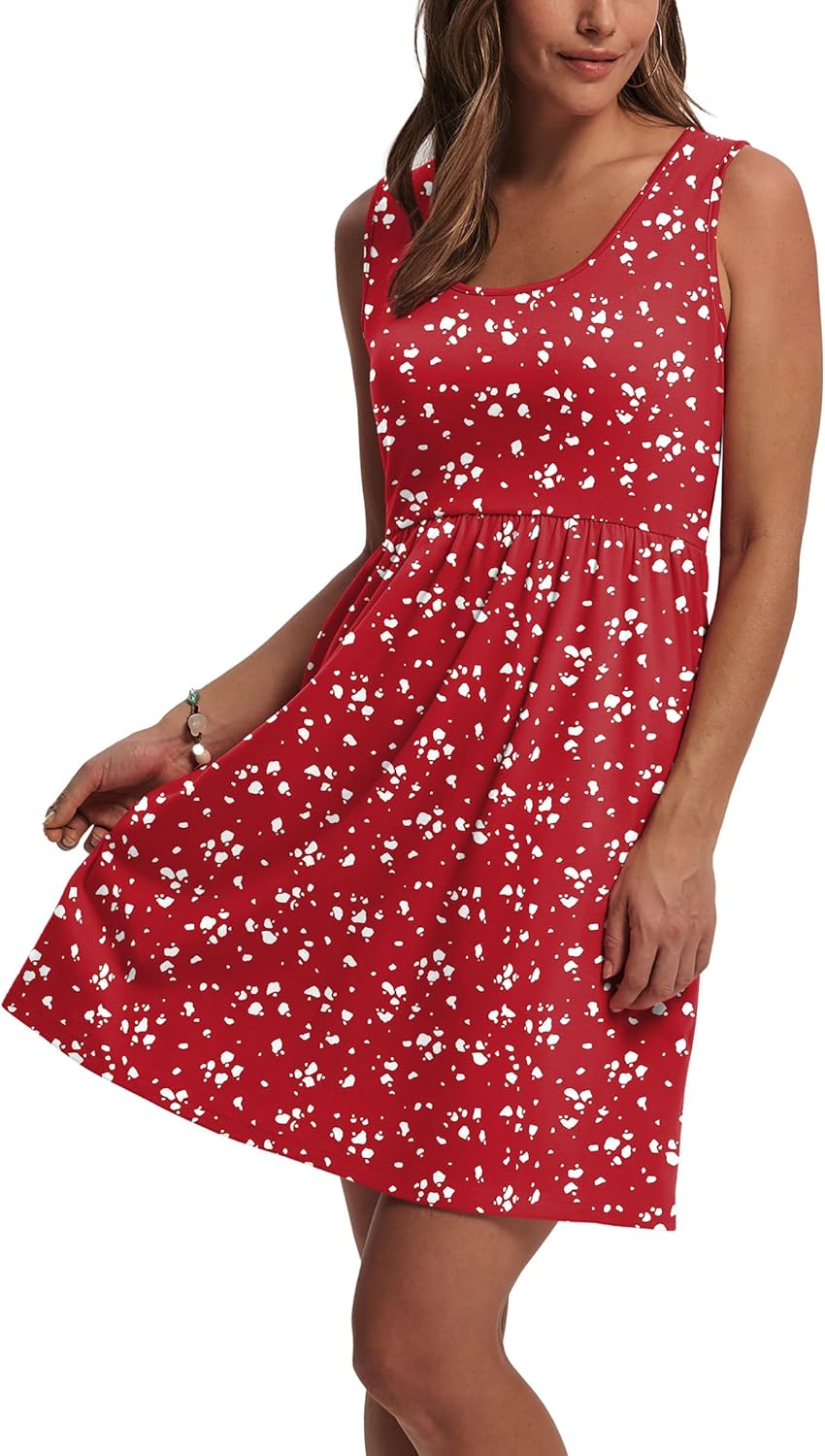 WIHOLL Women's Summer Dress 2026 A-Line Sleeveless Casual Sundress with Pockets Floral/Solid - Image 3