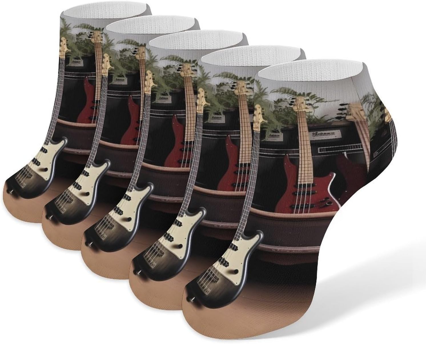 5 Pairs Guitar Ankle Socks Breathable Low Cut Short Socks