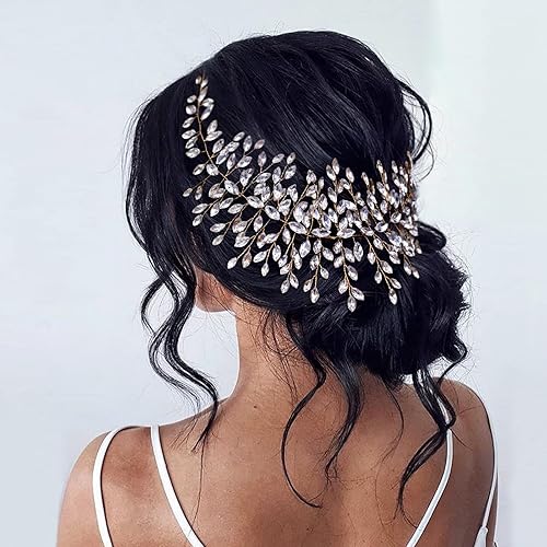 Miniatura 6 de LOVFOIVER Tocado de novia con diamantes de imitación para bodas, accesorios de cristal para el cabello de boda para novias y damas de honor