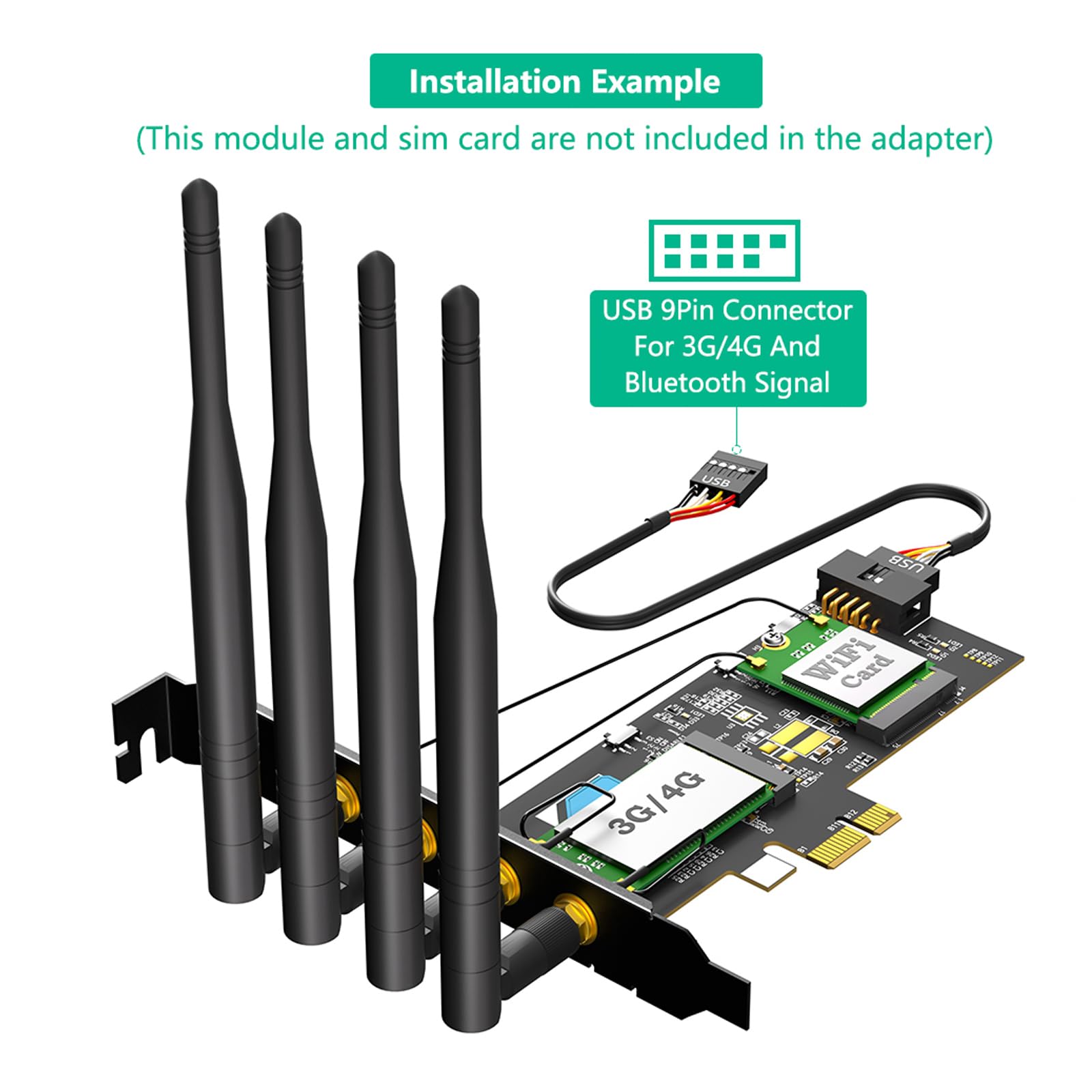 PCIE 1X Adaptateur Carte Réseau Installation Facile WiFi 6 Internet Rapide 2400 Mbit/s 3G pour Bureau Adaptateur de Bureau sans Fil