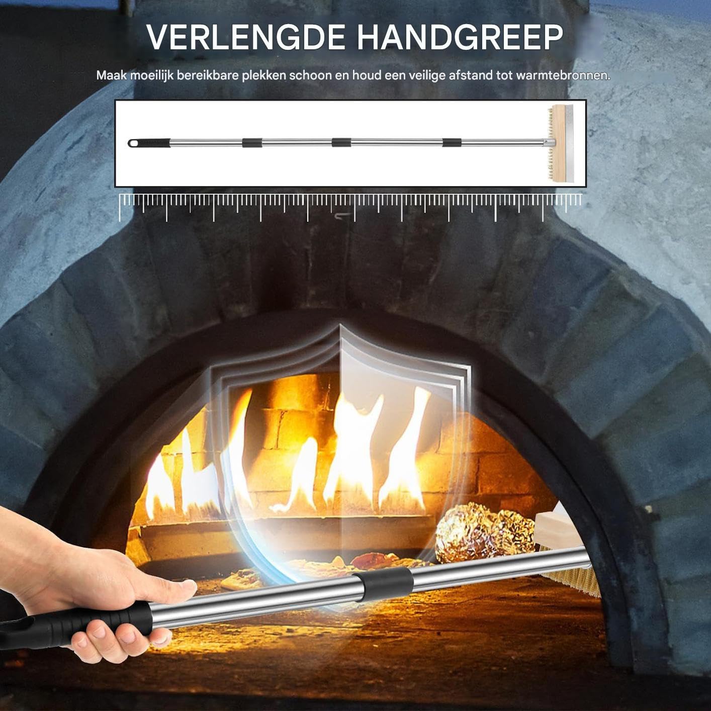Cepillo Limpiador para Horno Herramienta De Limpieza Para Barbacoa Y | Cepillo Limpiador para Parrilla 149 cm para Casa Cocina Restaurante Barbacoa