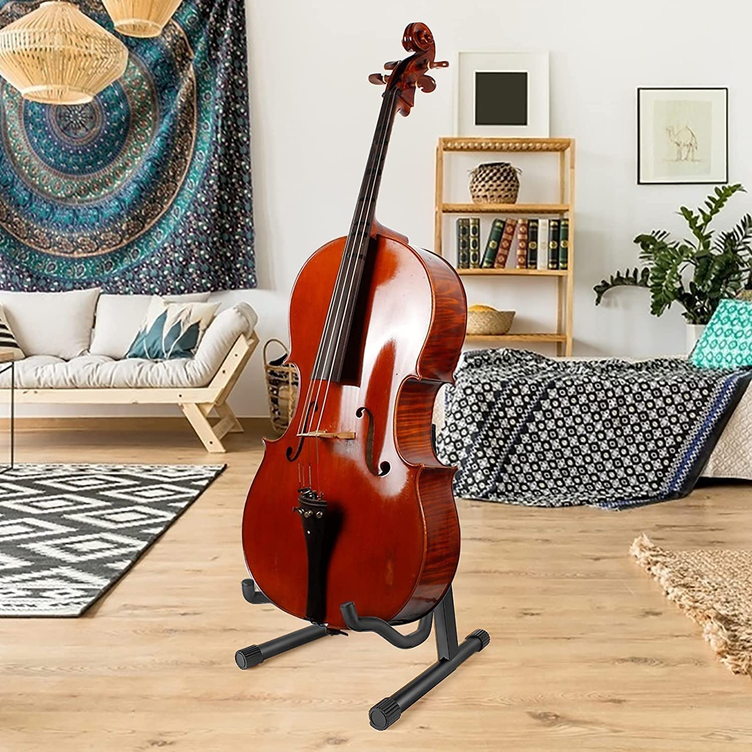 Guitar Cello Stand, Typ A Foldsable Gitarrenständer Stabiler tragbarer universeller Metallständer für Geigen -Cello -Gitarre Elektrobasse