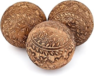 Kimona Decorative Ball Mango Wood Centerpiece or Individual Use Ideal for Use in Living, Dining Room | Coffee Table and House Décor (Set of 3), (3" x 3" x 3")