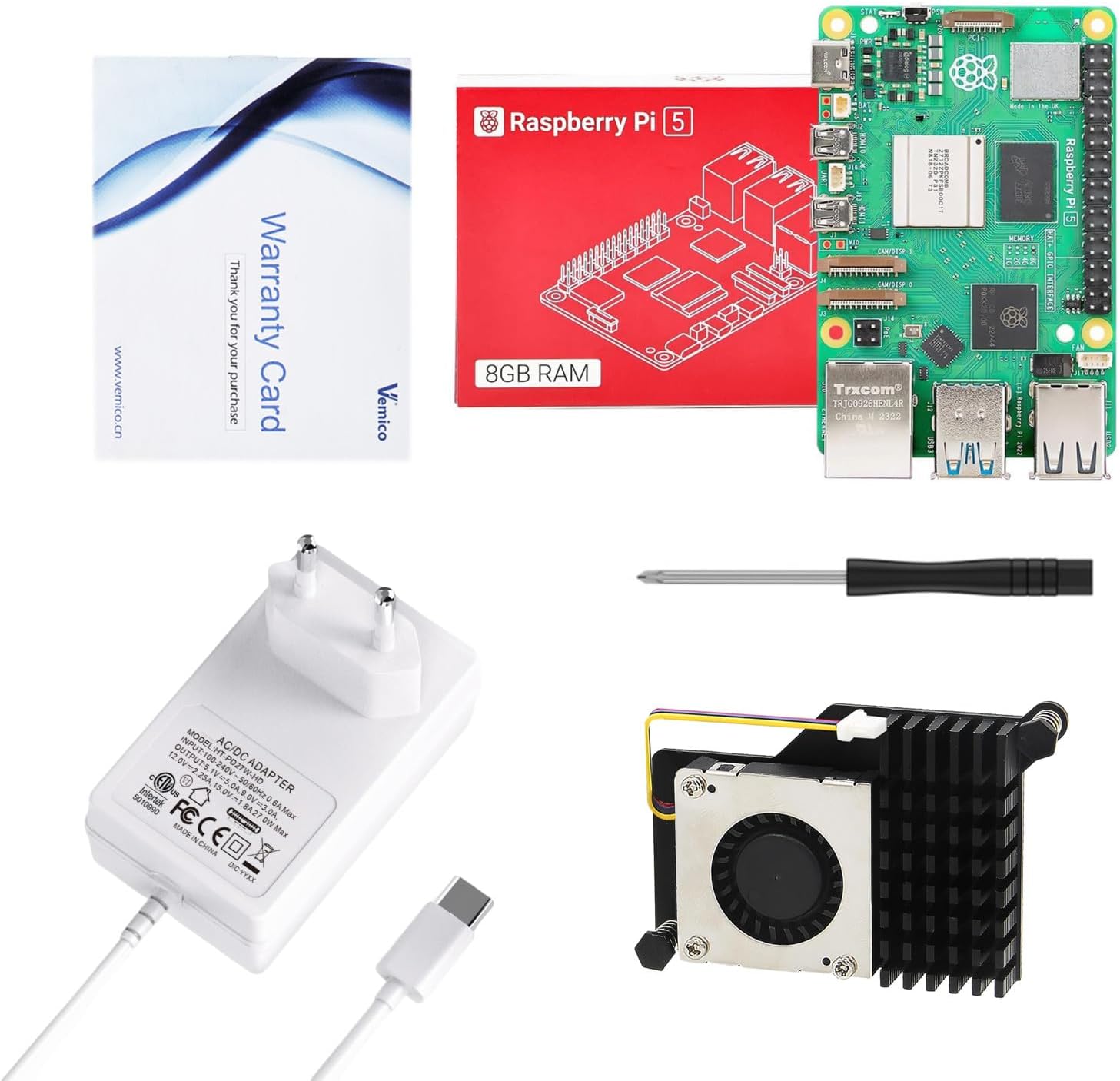 Kit De Démarrage Raspberry Pi 4 1Go - Alim 15W, Boîtier, Carte 64Go, Câble Micro HDMI 4K, Dissipateurs, Prêt à L'emploi