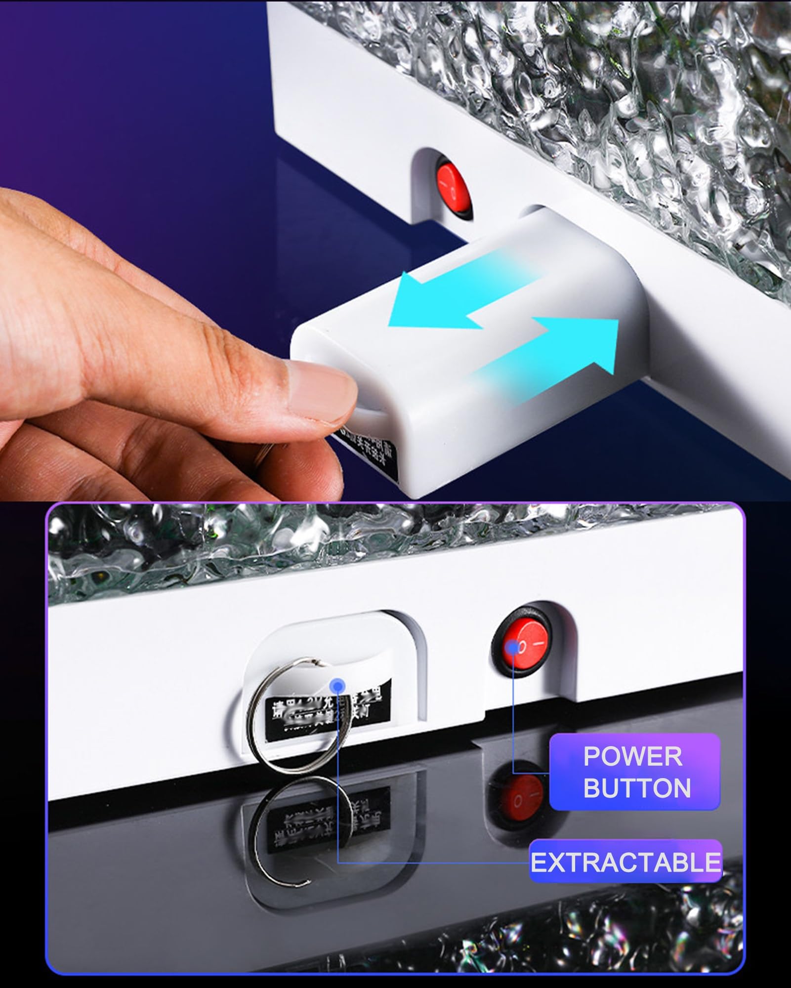 Cubitera LED Cubos de Hielo acrílicos LED, con Asas de Transporte portátiles y Recargables, para Fiestas(Blue,21X29X17cm)