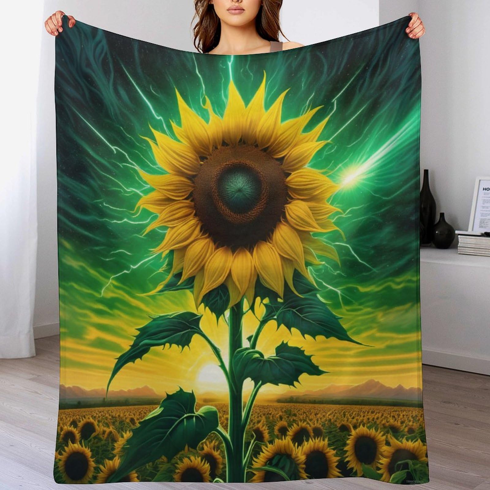 Plaid couverture de tournesol moelleux pour réchauffer vos nuits et moments canapé