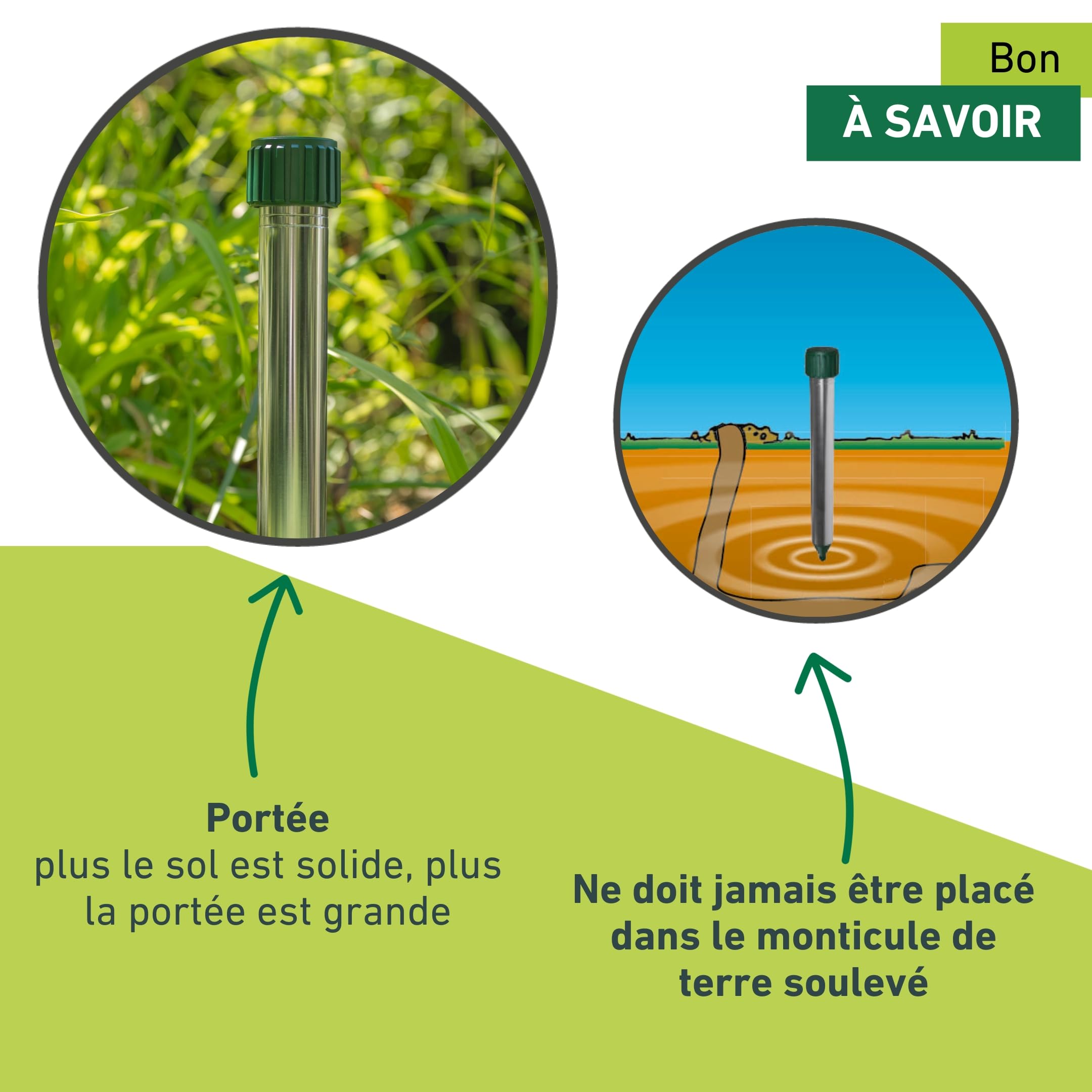Windhager Répulsif Taupe & Campagnol Aluminium, Ultrasons sans Produits Chimiques, Portée Jusqu’à 800 m², Fonctionne à Piles, Résistant aux Intempéries, 02130