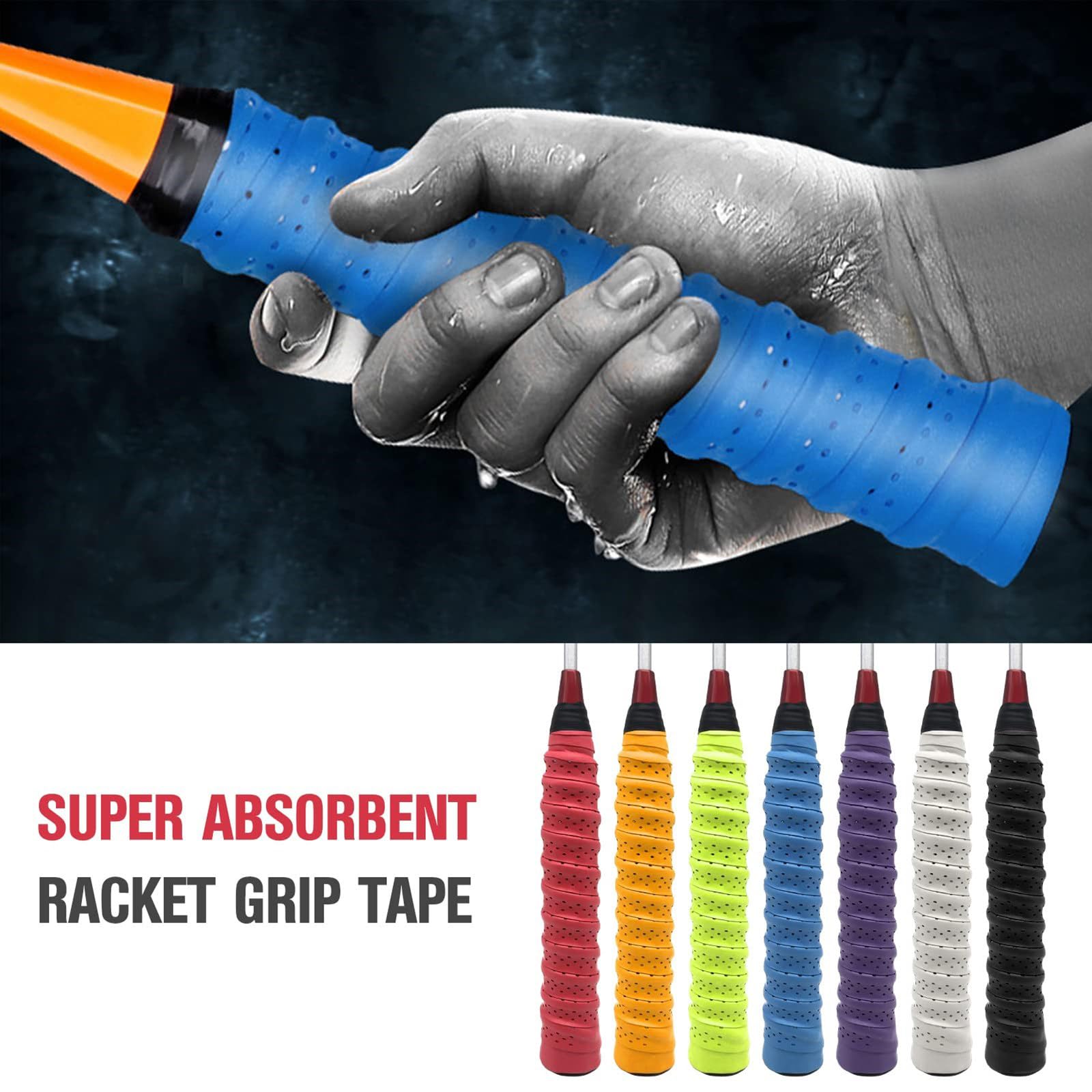 Ywmsfl 3Pcs PU Tennis Grip Head Overgrips Antislip Tennis Rackets Grip Antiskid Sweat Tape for Tennis Squash Badmintons