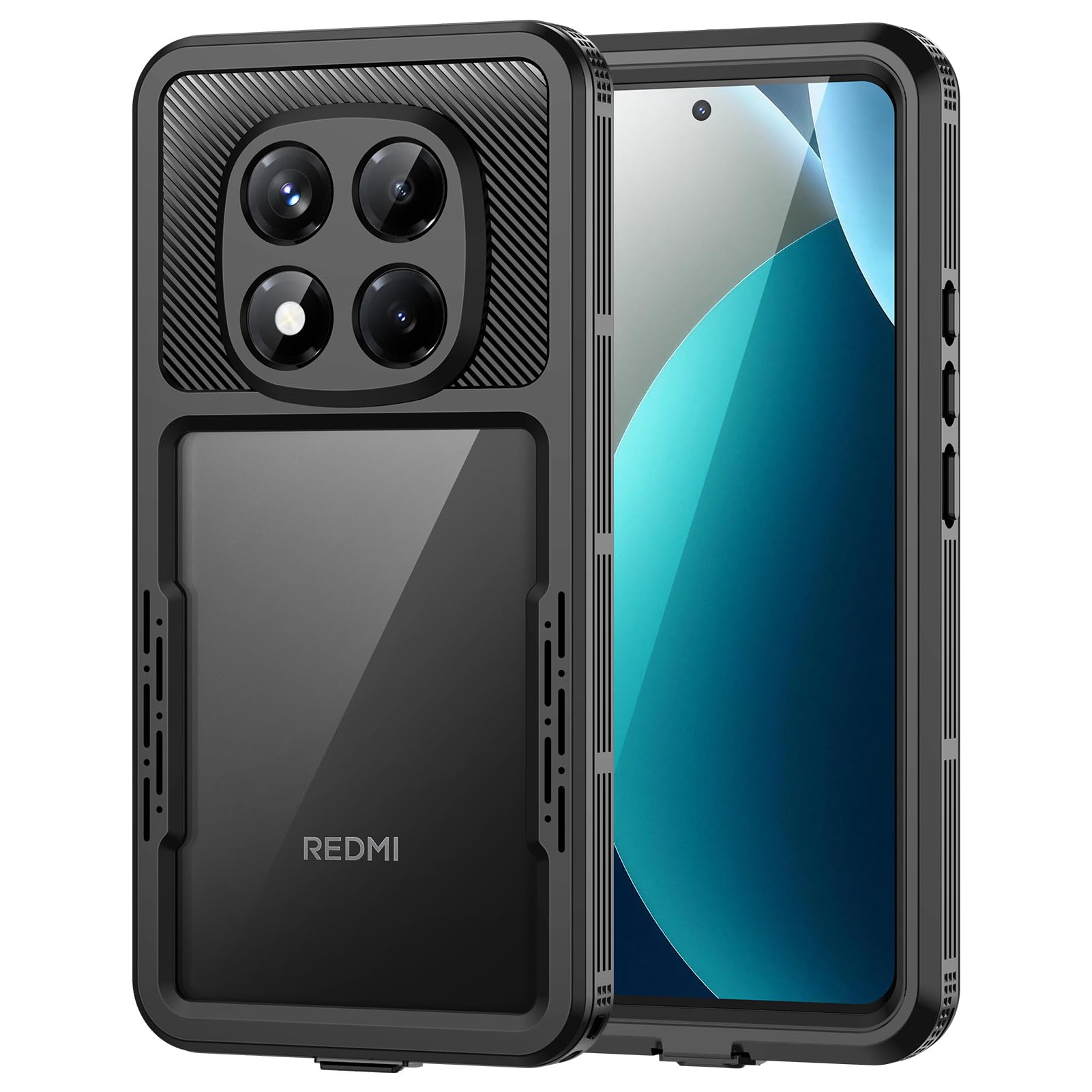 Lanhiem für Xiaomi Redmi Note 15 Pro 5G Hülle, IP68 Wasserdicht Handyhülle Xiaomi Note 15 Pro 5G 360 Grad Schutzhülle Stoßfest Staubdicht Outdoor Panzerhülle mit Eingebautem Displayschutz, Schwarz
