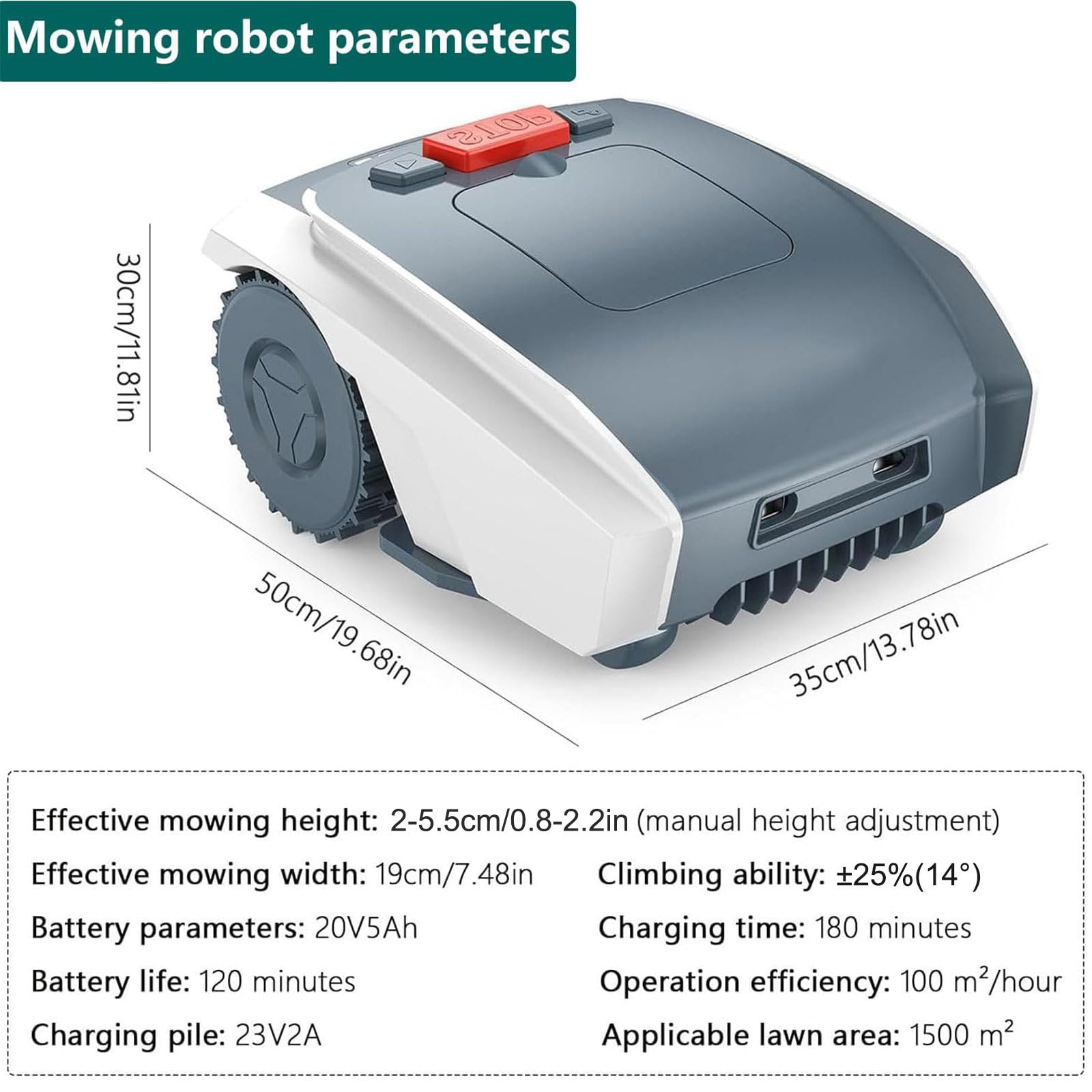 Robot Cortacésped Automático con Cable Delimitador, para Jardines de hasta 1500m², Cortacésped Robótico Autocargable con Navegación GPS