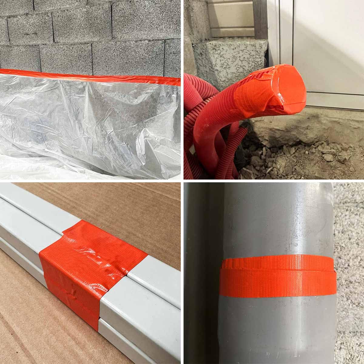 Tecplast Lot de 12 Rubans adhésifs toilés orange 50 mm x 33 m - Rouleau adhésif pour fixer les bâches, fils et câbles