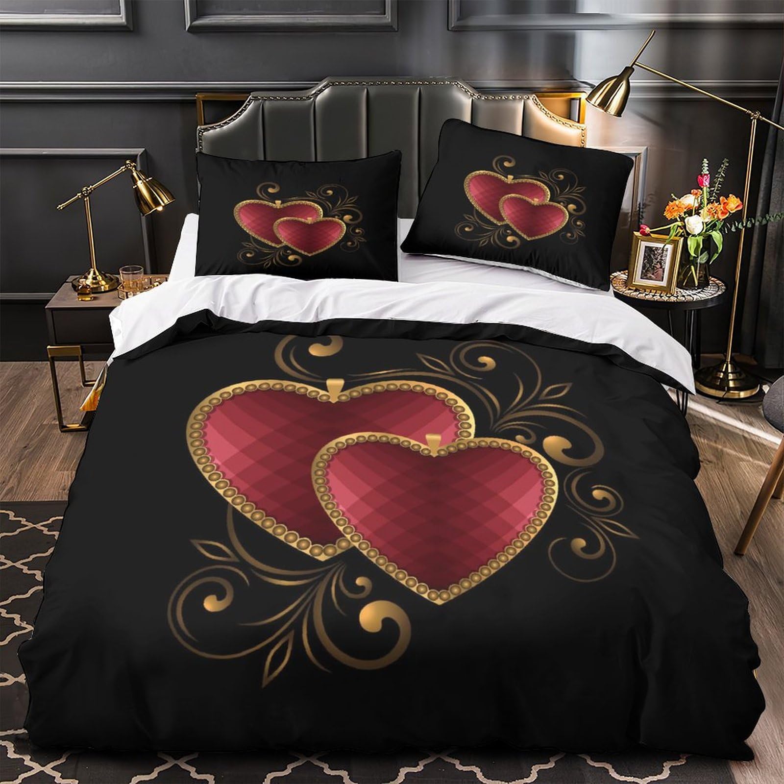 Parure de lit vintage ornate en microfibre super douce lit 220x240cm