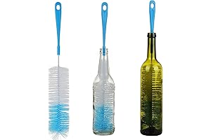 3-Pack Long Bottle Brush for Enhanced Cleaning of Narrow Neck Vessels